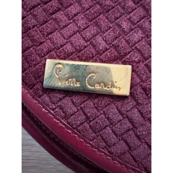 Pierre Cardin Burgundy Wine Leather & Suede Crossbody Bag Vintage Flap Style - Picture 4 of 7